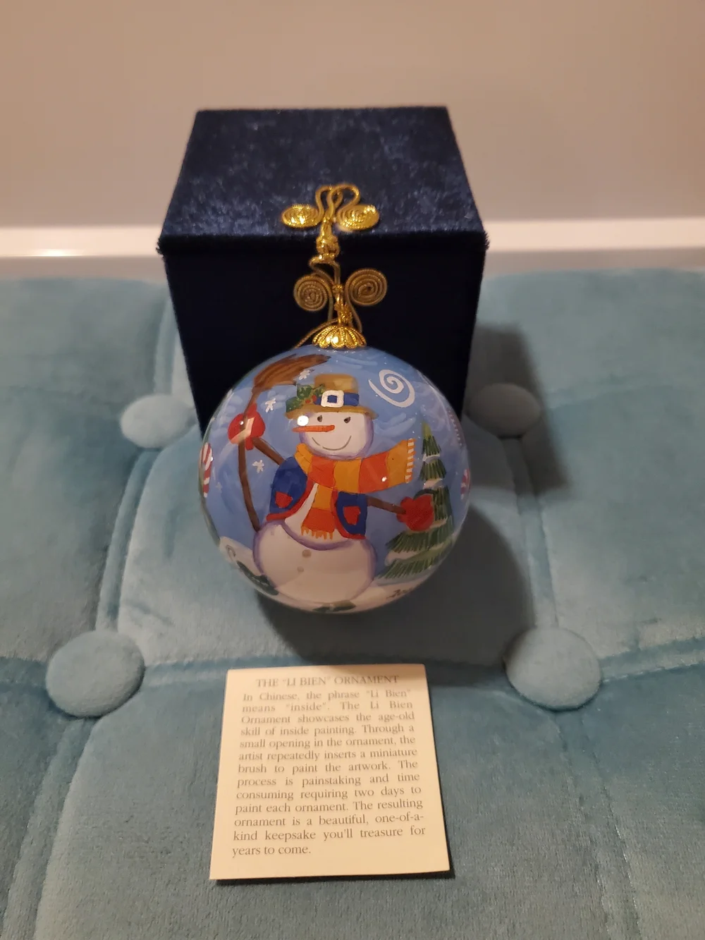 Pier 1 2005 Li Bien Snowman Christmas Ornament With Box & Card Vintage